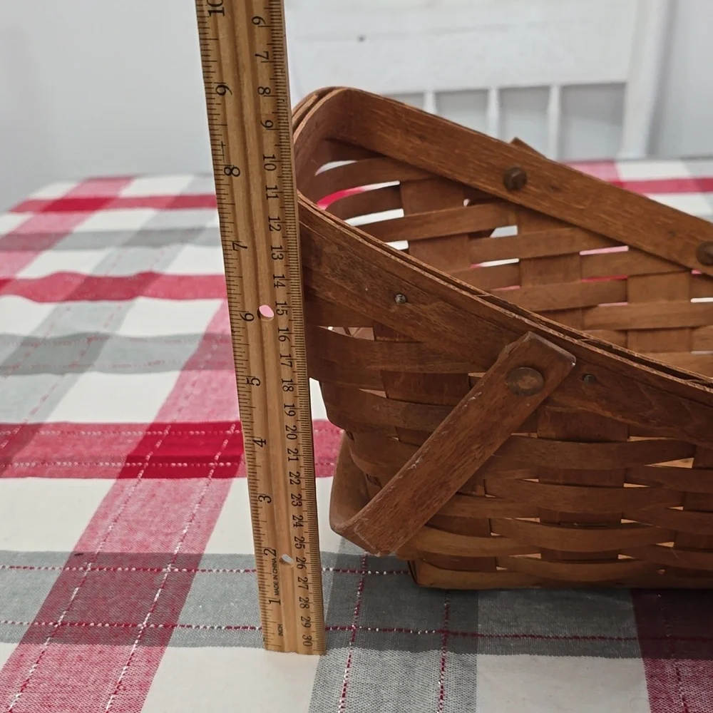 Vintage 1993 Signed Longaberger Angled Fruit Wine Basket Double Swing Handles